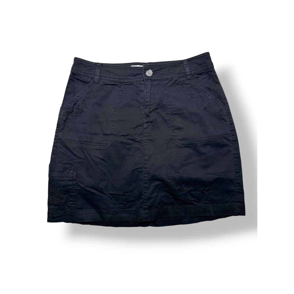 Croft & Barrow Black Embroidered Cargo Mini Cotton-Stretch Skorts Size 6